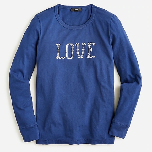 J. Crew NWT Broken-In Jersey "LOVE" Long-Sleeve T-Shirt - Picture 3 of 3
